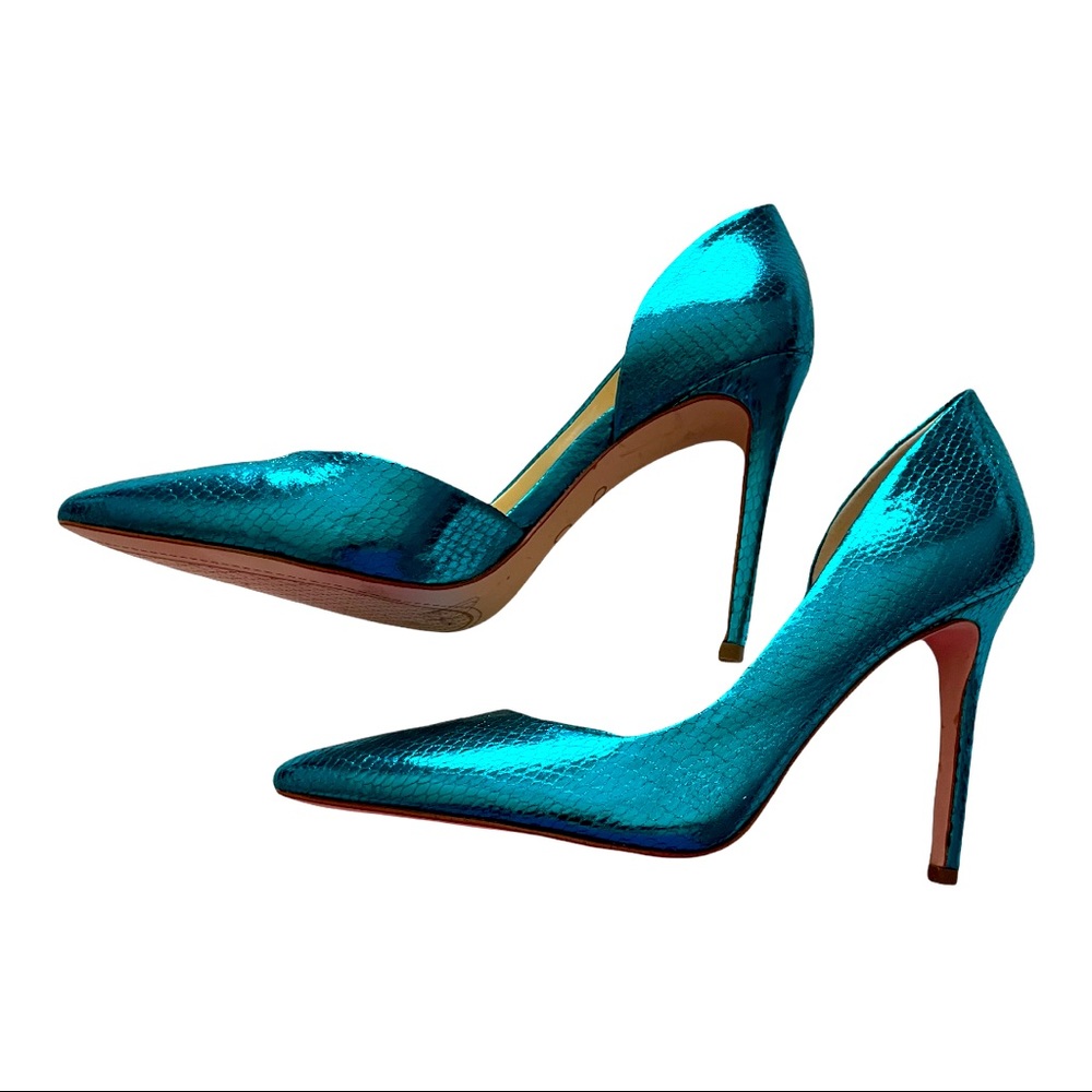 Jessica Simpson blue metallic heals